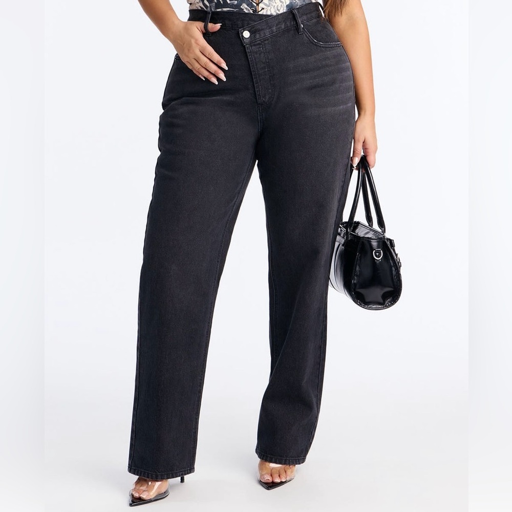Crossover Straight Leg Jeans - Black